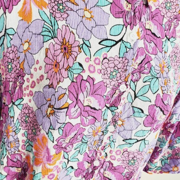 Vintage Orange Fashion Village Floral Coastal Grannycore Retro 90s Shirt L/XL - Picture 3 of 9